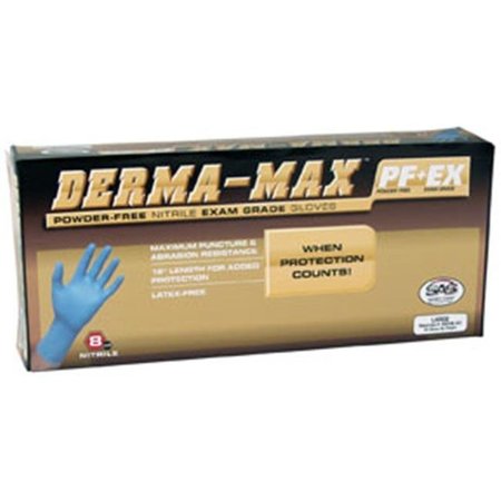 Sas Safety Derma-Lite, Nitrile Exam Gloves, 8 mil Palm, Nitrile, Powder-Free, L, Blue SAS-6608-40